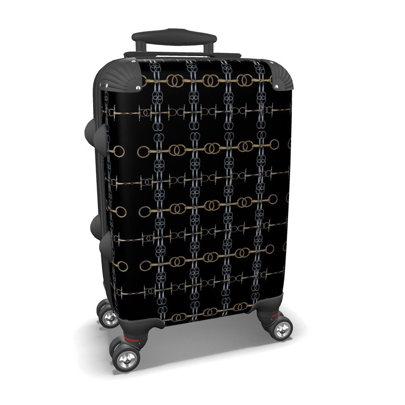 Black Equestrian Bit Patterned Suitcase Main image