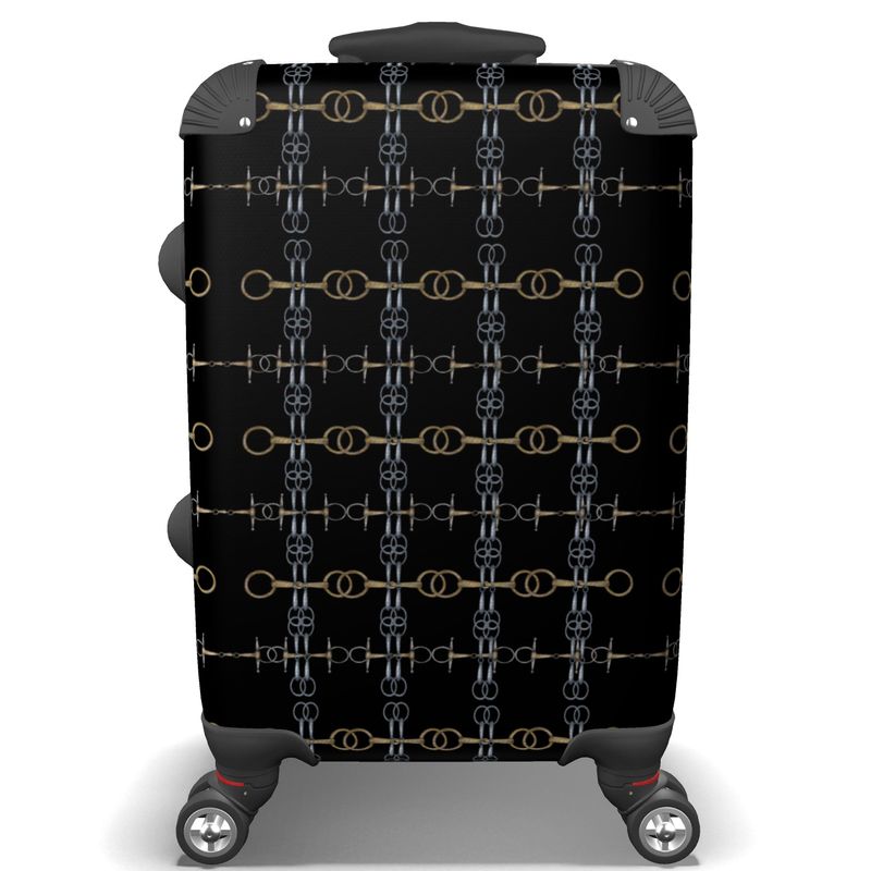 Black Equestrian Bit Patterned Suitcase Secondary image