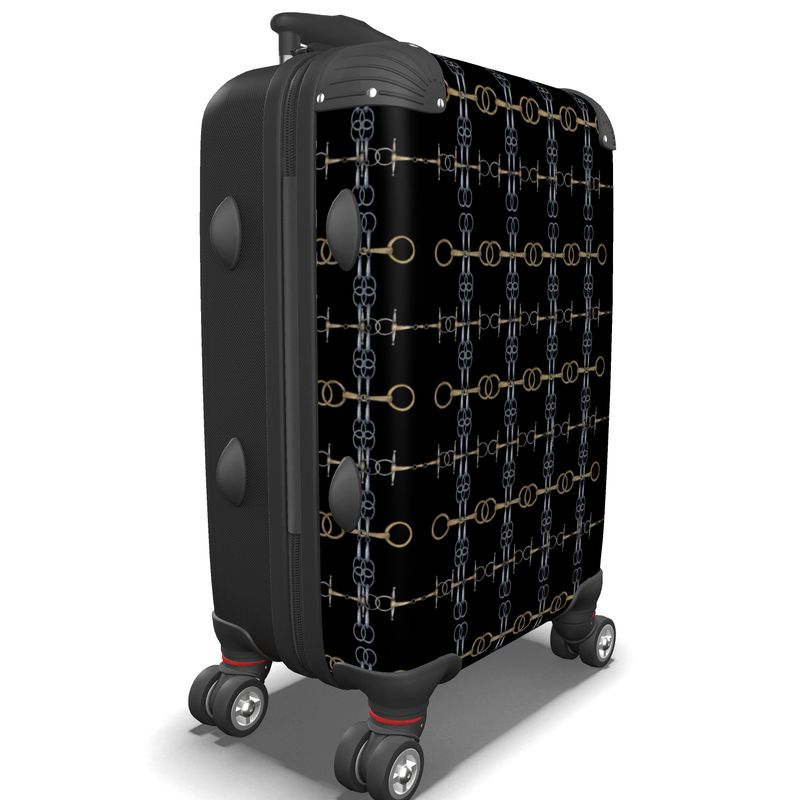 Black Equestrian Bit Patterned Suitcase