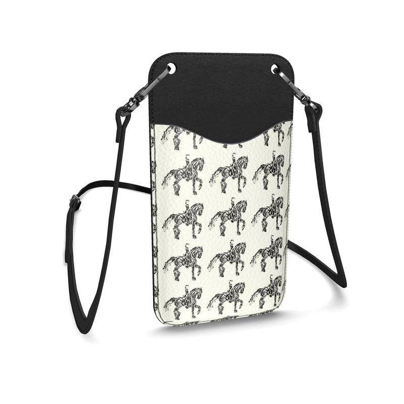Dressage Horse Motif Leather Phone Case with Strap Main image