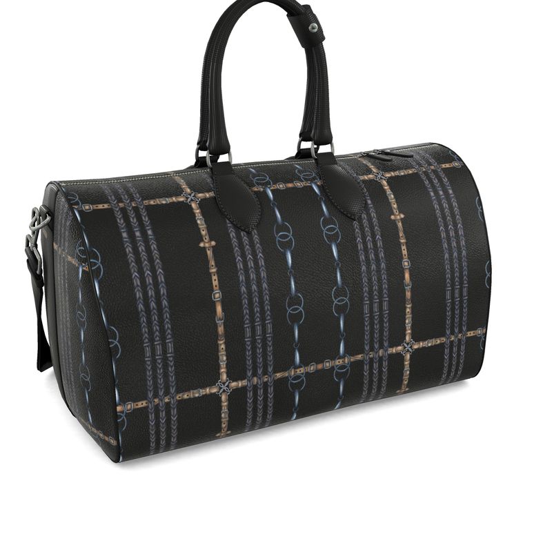 Black Reins and Bit Pattern Duffle Bag