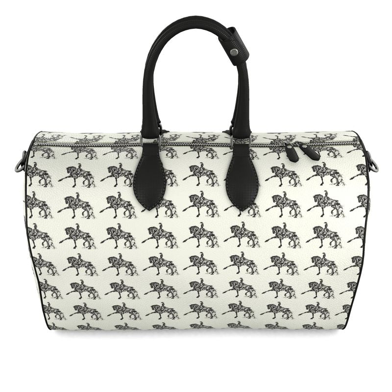 Large Ivory Piaffe Dressage Horse Motif Duffle Bag