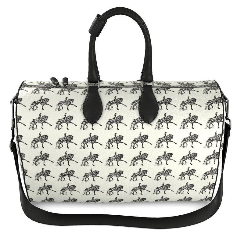 Large Ivory Piaffe Dressage Horse Motif Duffle Bag