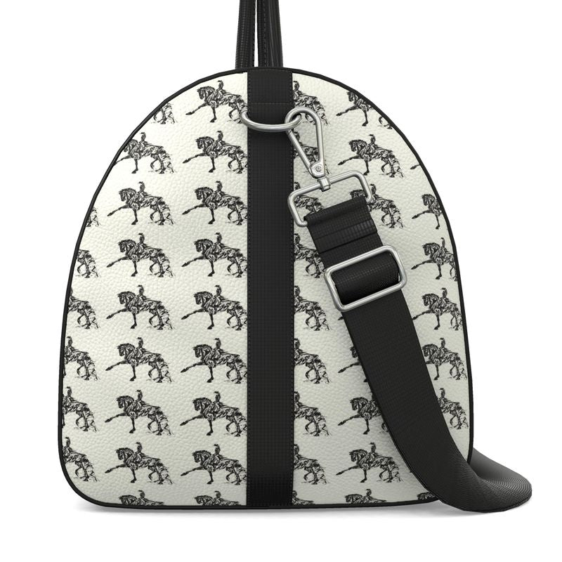 Large Ivory Piaffe Dressage Horse Motif Duffle Bag