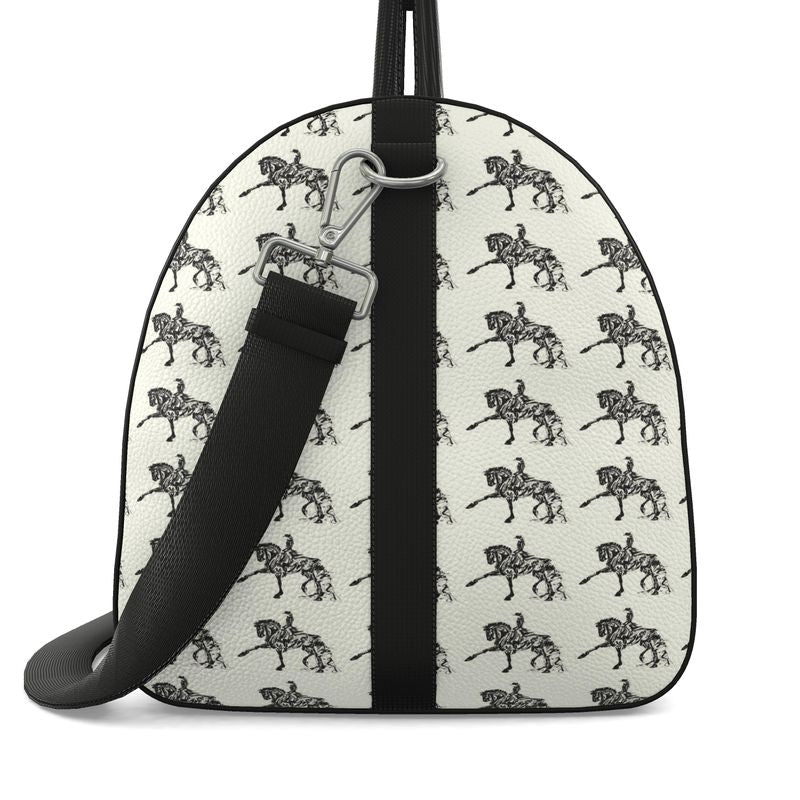 Large Ivory Piaffe Dressage Horse Motif Duffle Bag