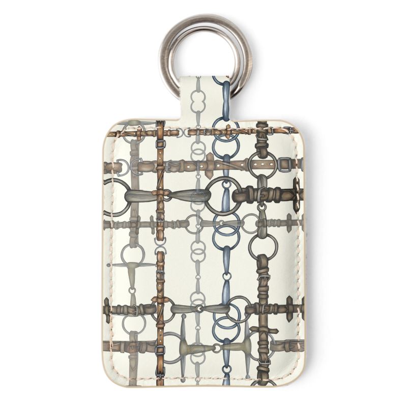 Ivory Chaos Bit Leather Key Ring Main image