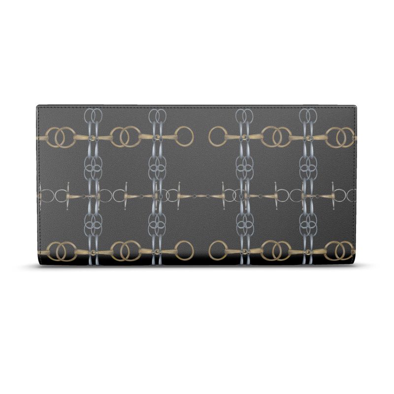 Black Equestrian Bit Motif Leather Wallet Secondary image
