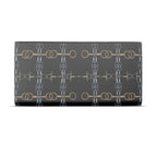 Black Equestrian Bit Motif Leather Wallet