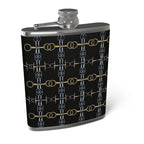 Black Equestrian Bit  Leather Wrapped Flask