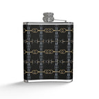 Black Equestrian Bit  Leather Wrapped Flask