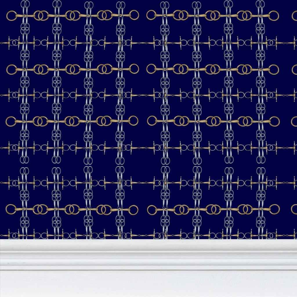 Navy Blue Gold and Silver Bit Wallpaper