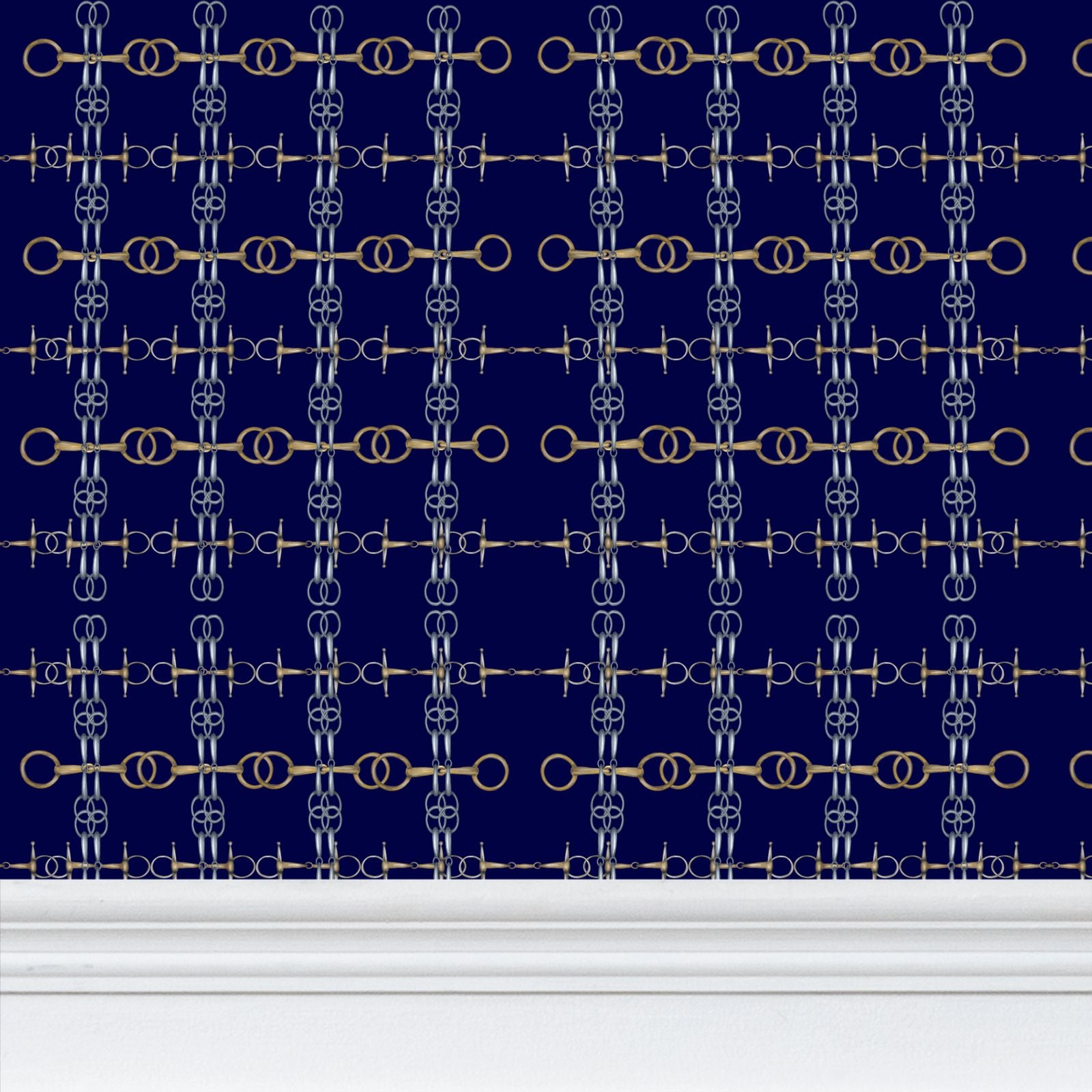 Navy Blue Gold and Silver Bit Wallpaper