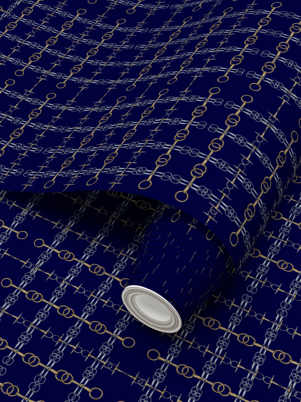 Navy Blue Gold and Silver Bit Wallpaper