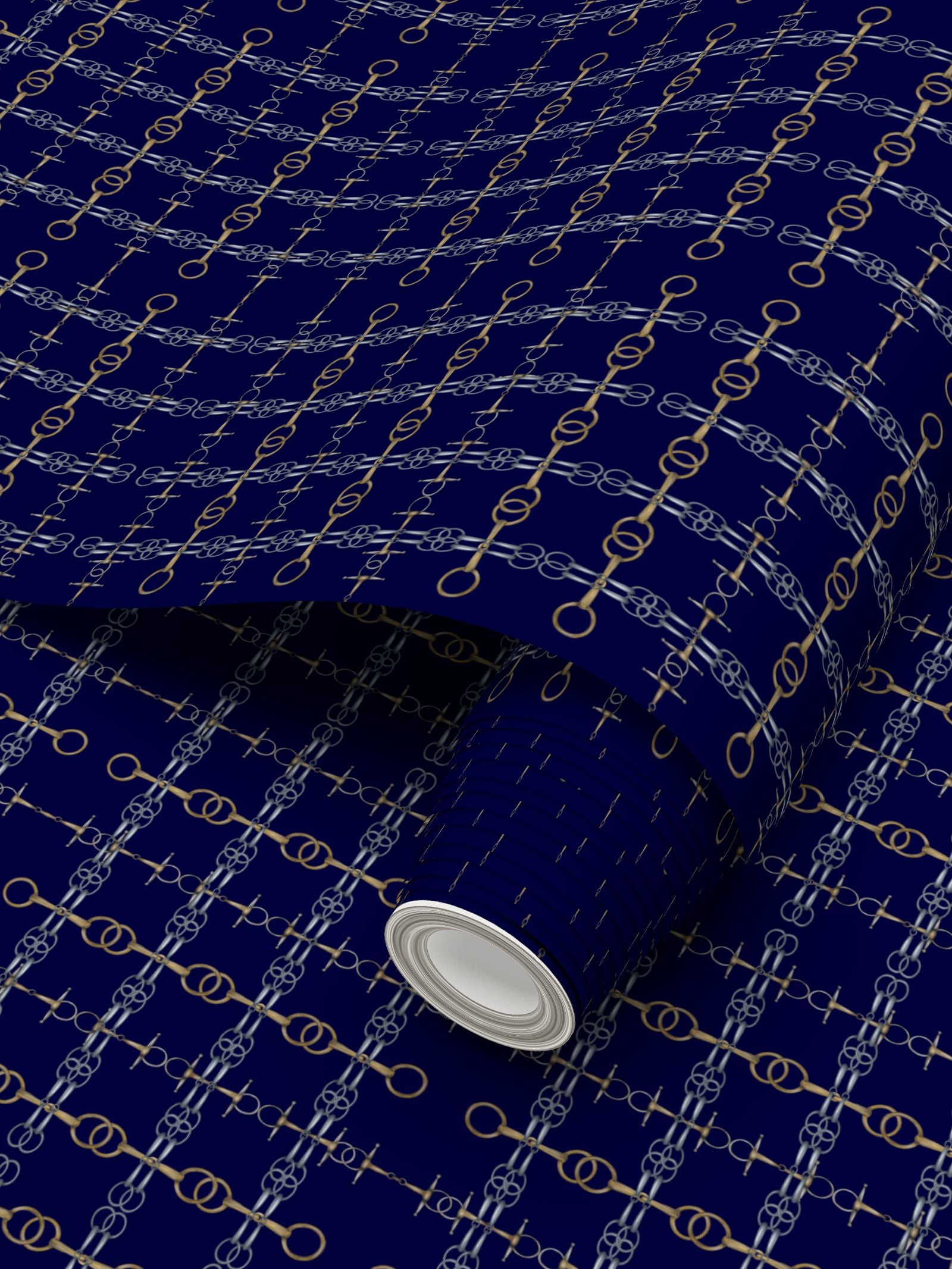 Navy Blue Gold and Silver Bit Wallpaper
