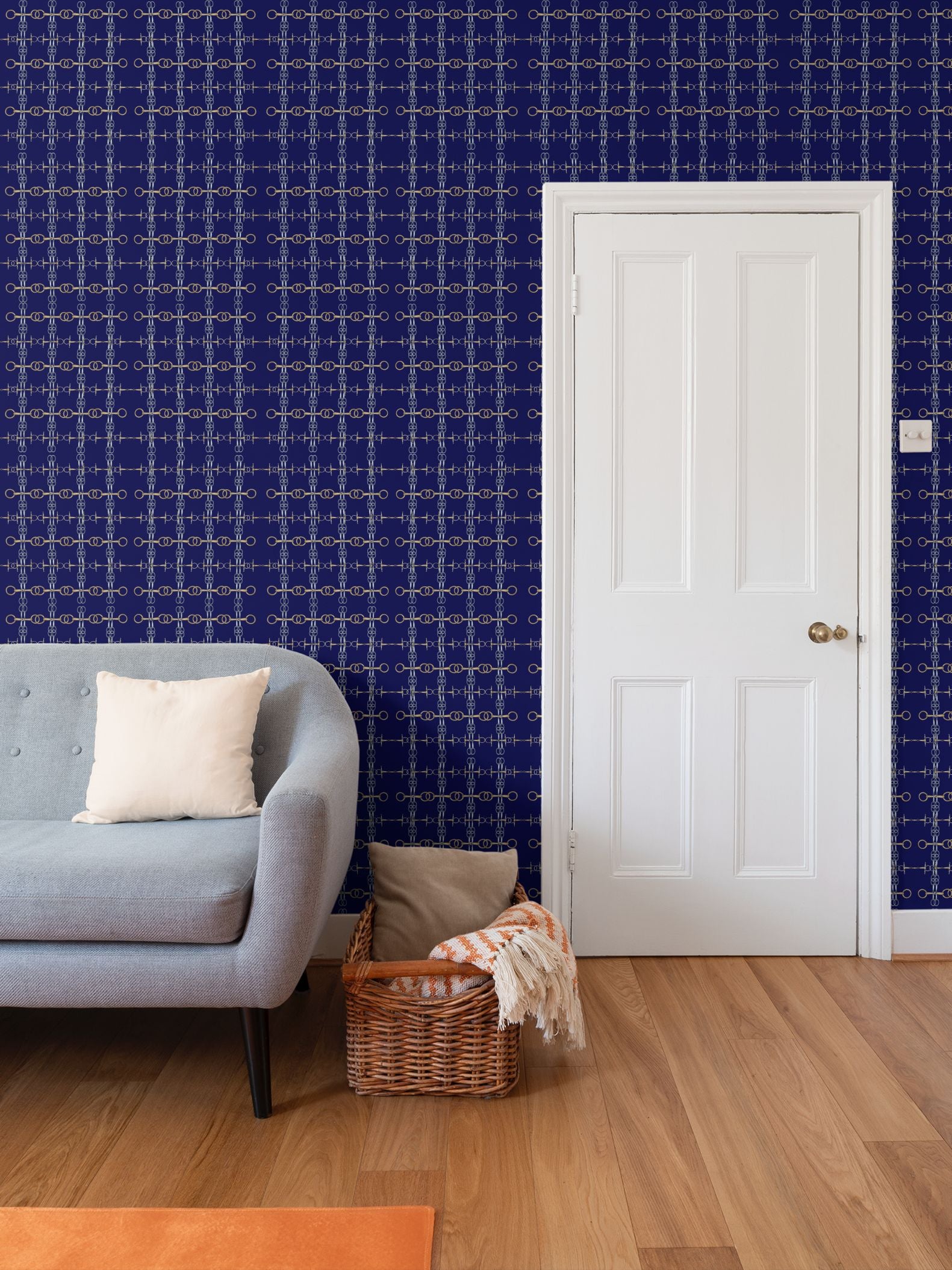 Navy Blue Gold and Silver Bit Wallpaper