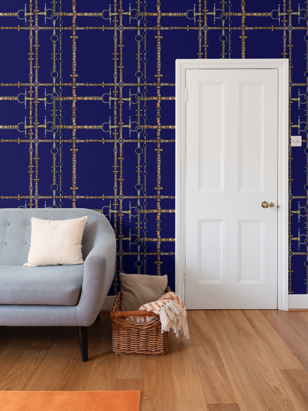 Navy Chaos Bit Pattern Wallpaper