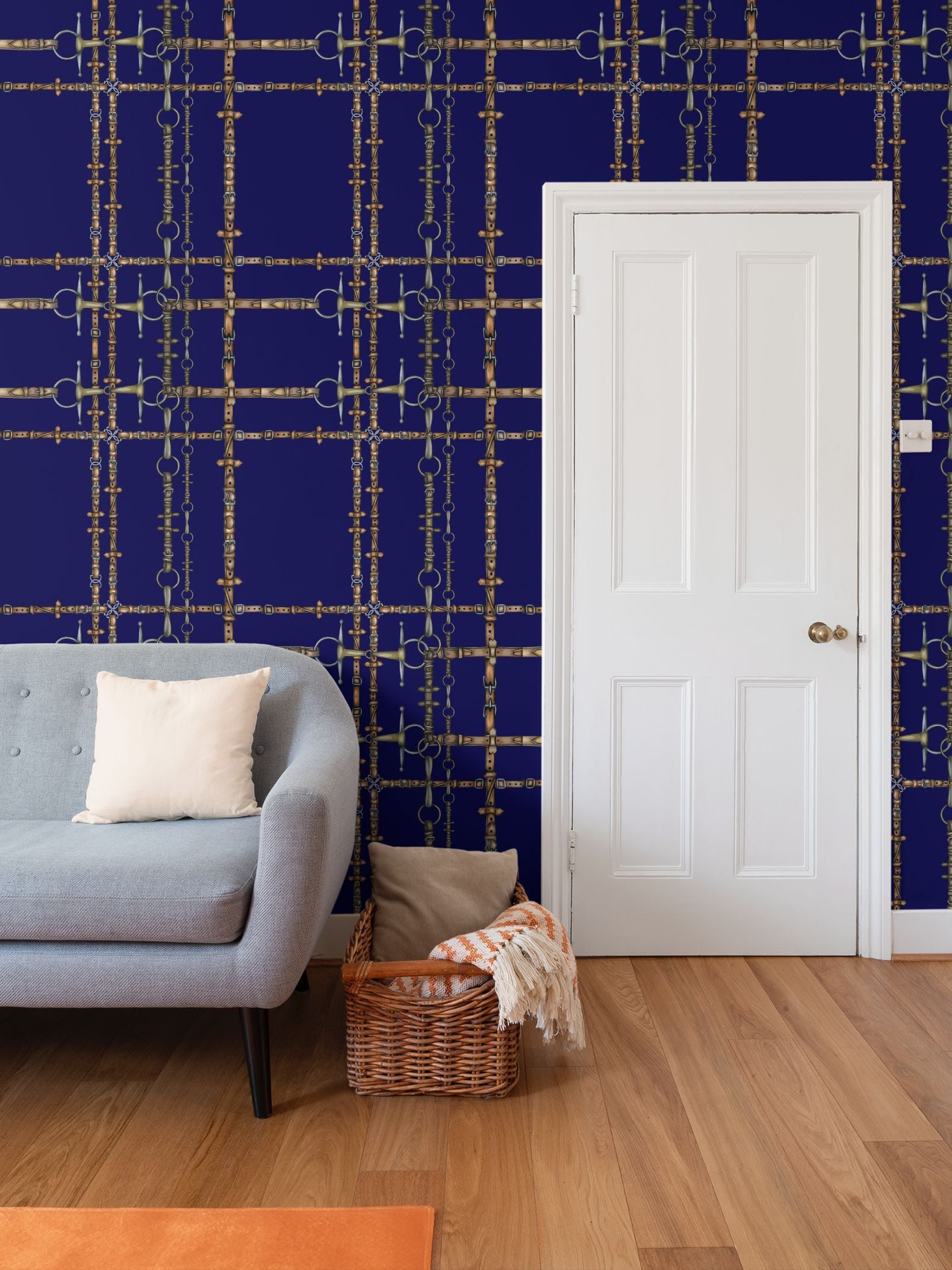 Navy Chaos Bit Pattern Wallpaper