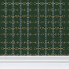 Hunter Green Gold and Silver Bit Wallpaper