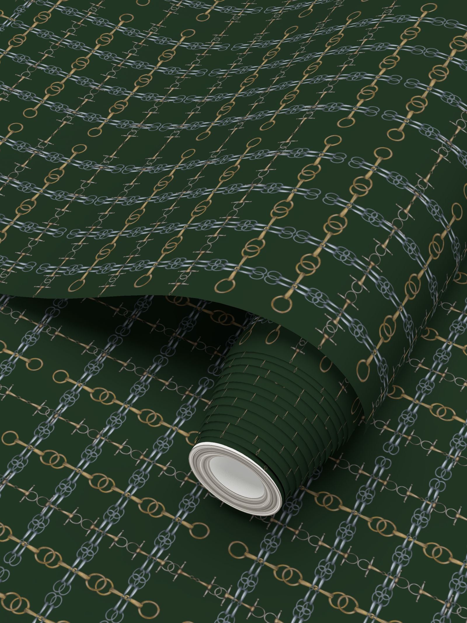 Hunter Green Gold and Silver Bit Wallpaper Secondary image