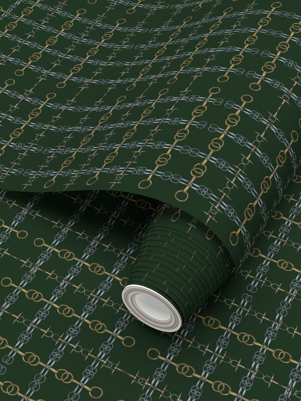 Hunter Green Gold and Silver Bit Wallpaper
