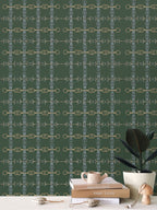 Hunter Green Gold and Silver Bit Wallpaper