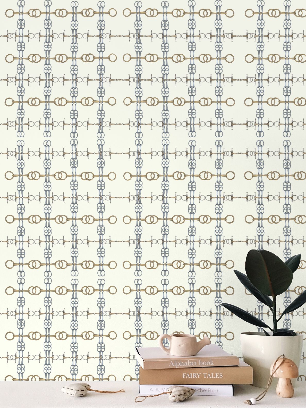 Ivory Gold and Silver Bit Wallpaper