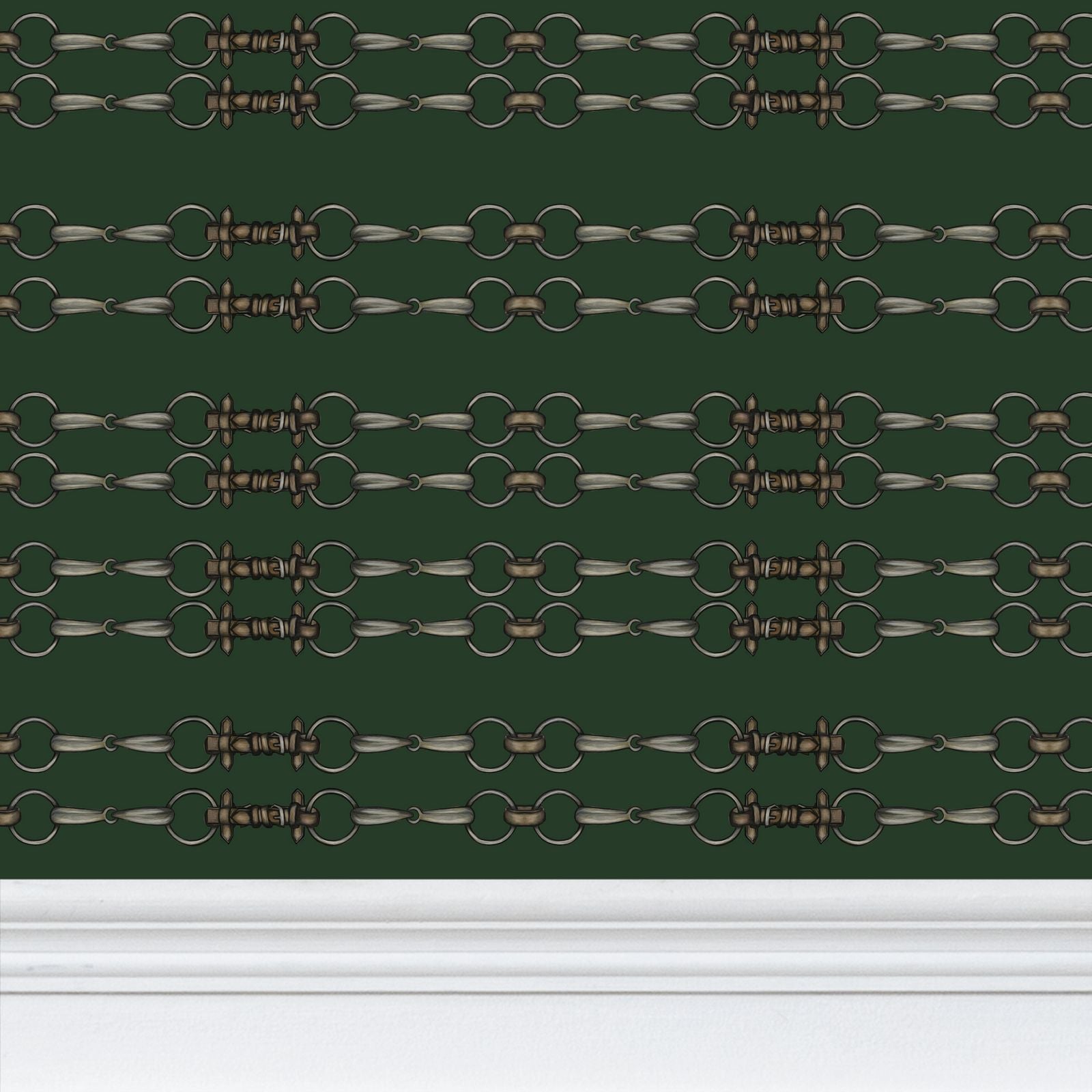 Hunter Green Simple Brown Bit Pattern Wallpaper Main image