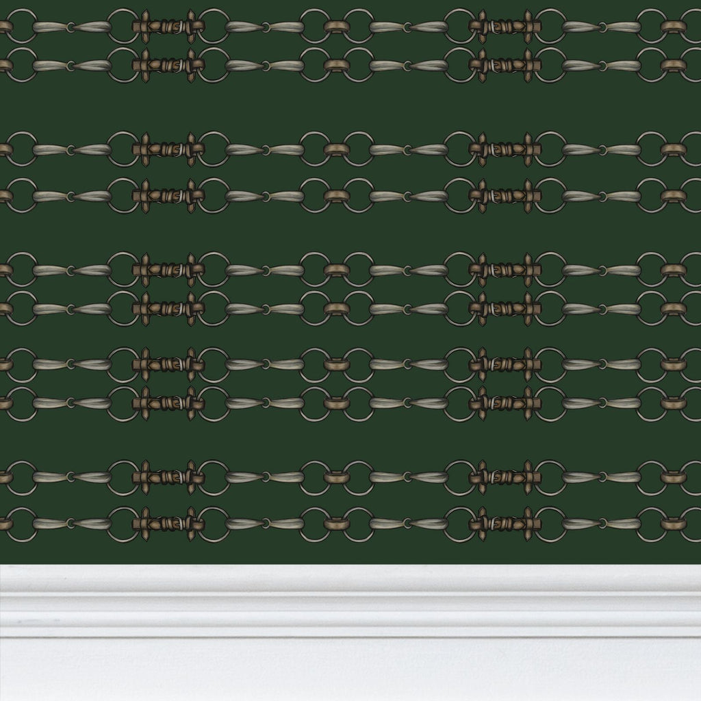 Hunter Green Simple Brown Bit Pattern Wallpaper