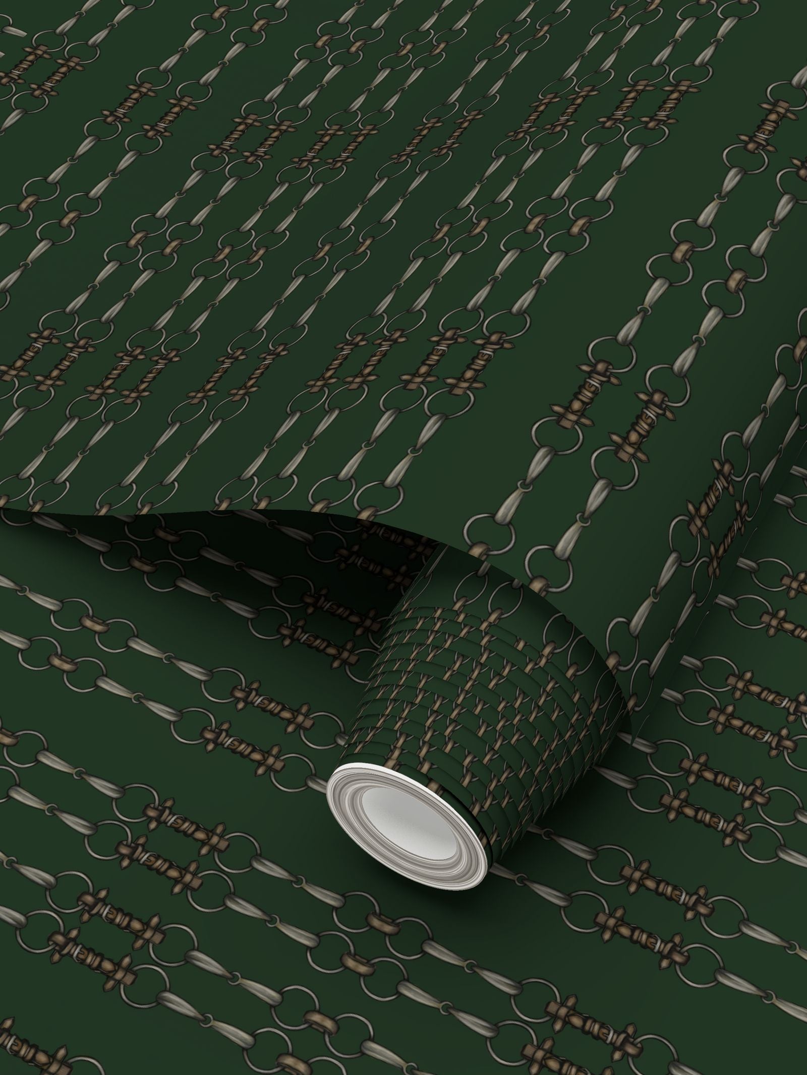 Hunter Green Simple Brown Bit Pattern Wallpaper Secondary image