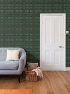 Hunter Green Simple Brown Bit Pattern Wallpaper