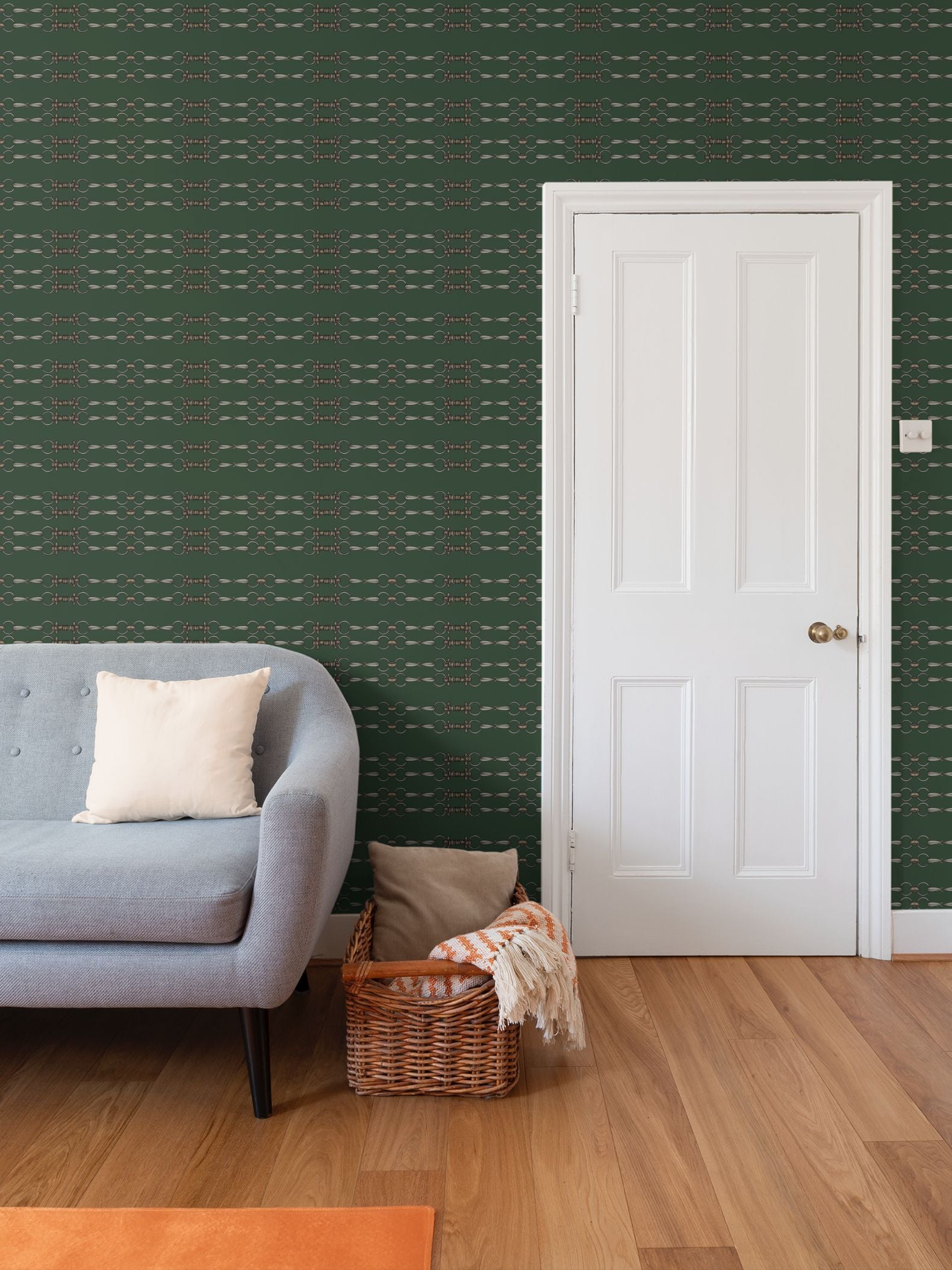 Hunter Green Simple Brown Bit Pattern Wallpaper