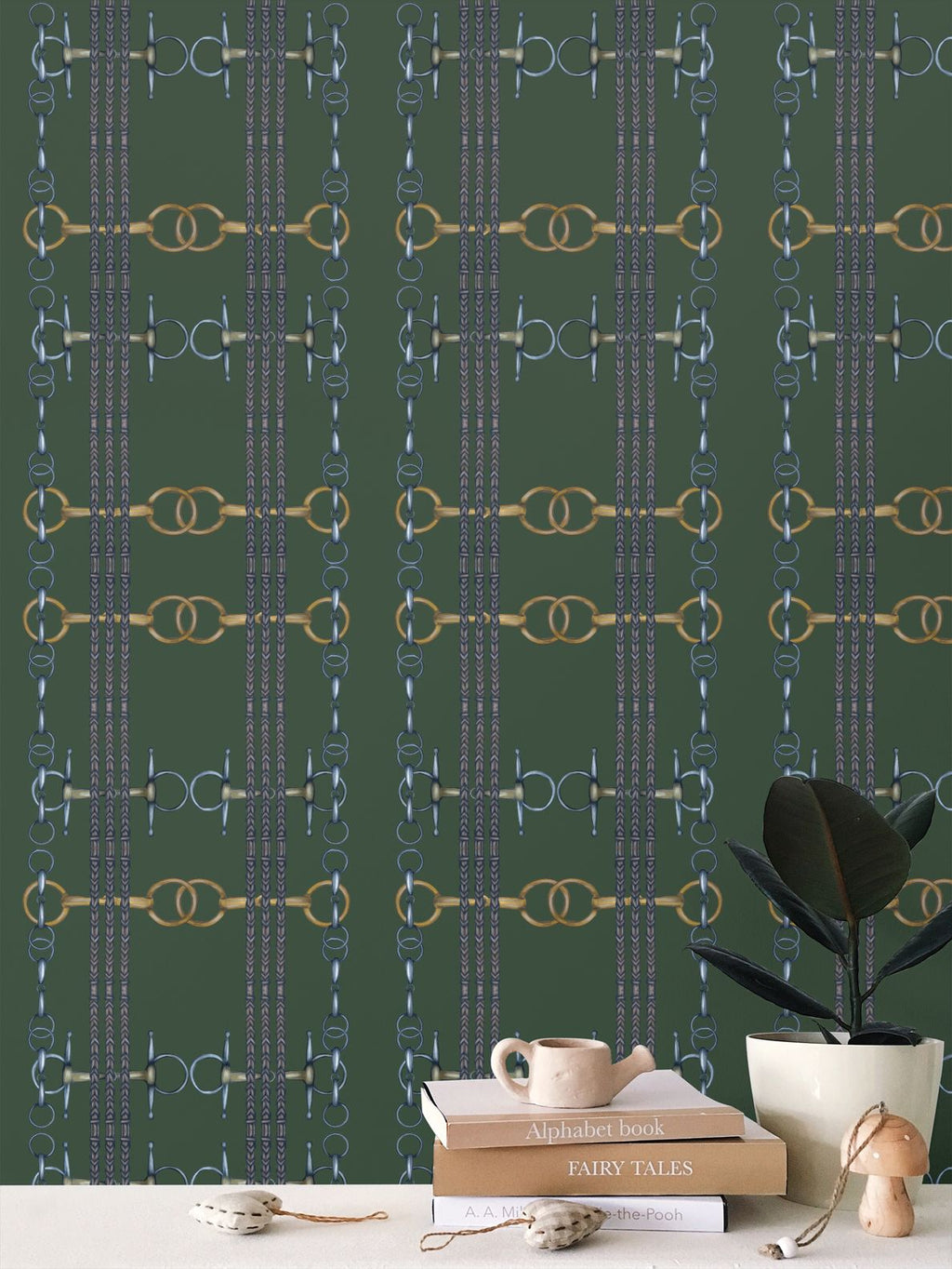 Hunter Green Snaffle Bit and Reins Wallpaper