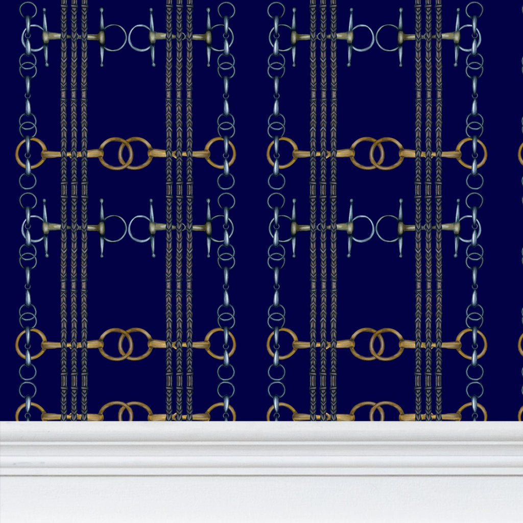 Navy Snaffle Bit and Reins Wallpaper