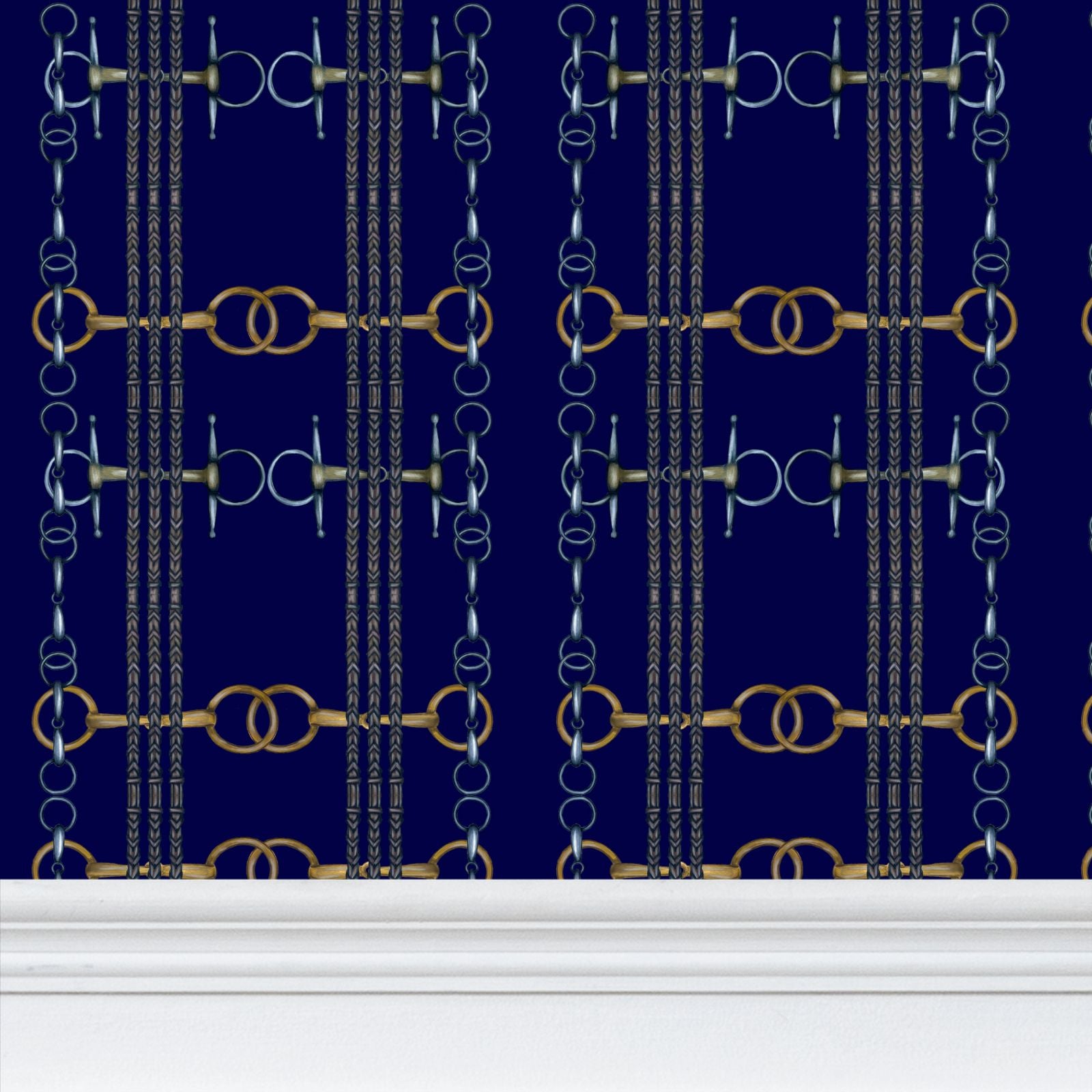 Navy Snaffle Bit and Reins Wallpaper