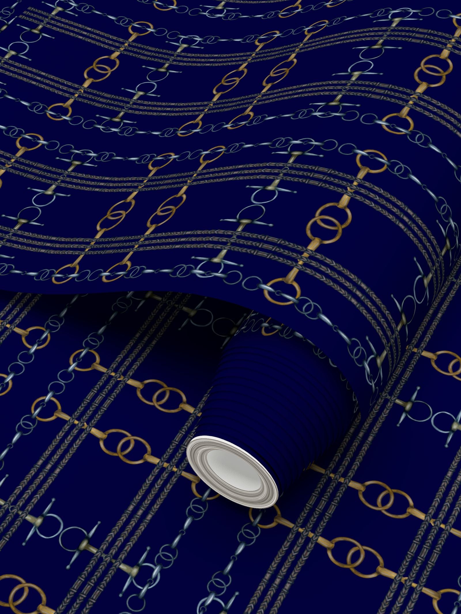 Navy Snaffle Bit and Reins Wallpaper