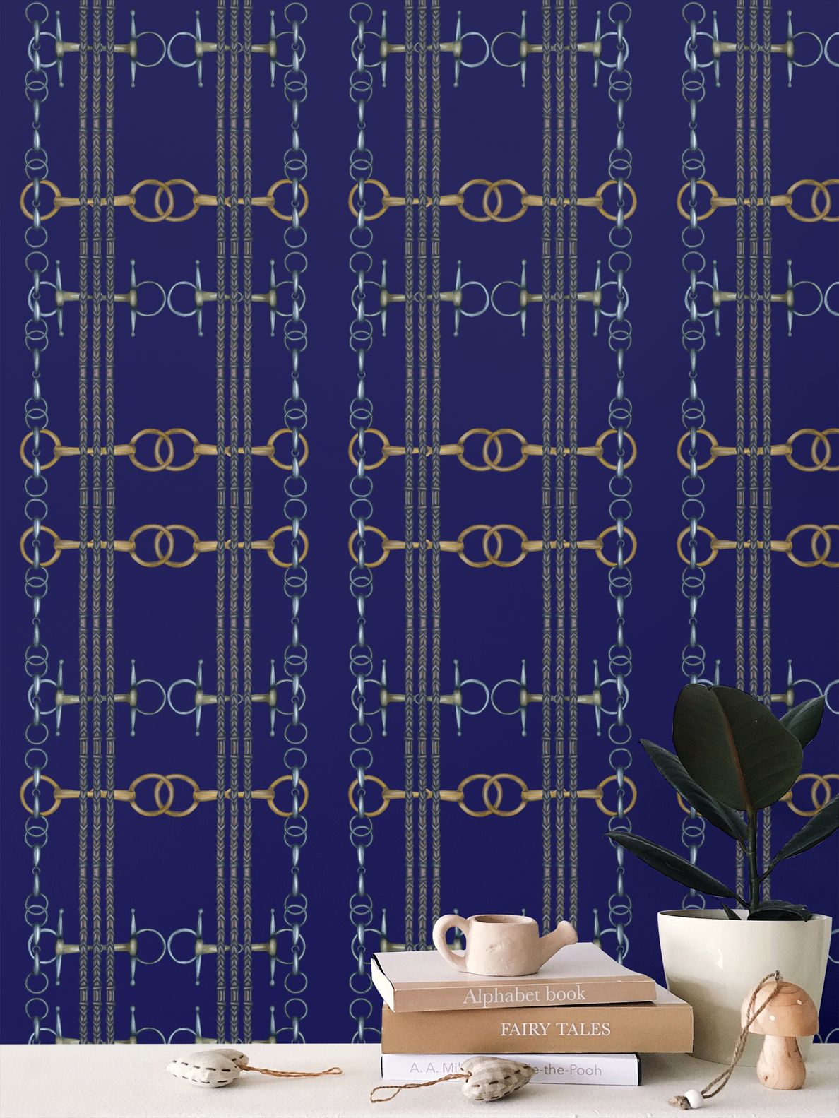 Navy Snaffle Bit and Reins Wallpaper