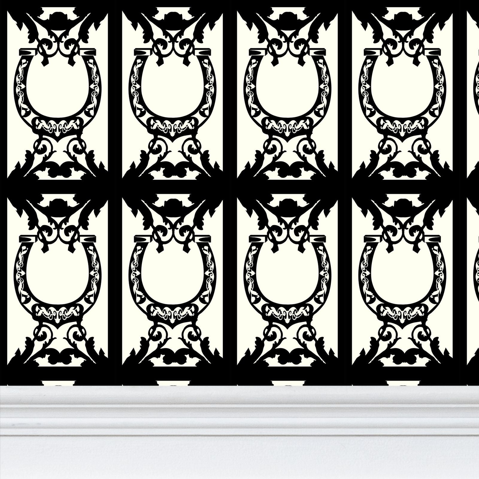 Ivory Elegant Horse Shoe Wallpaper Main image
