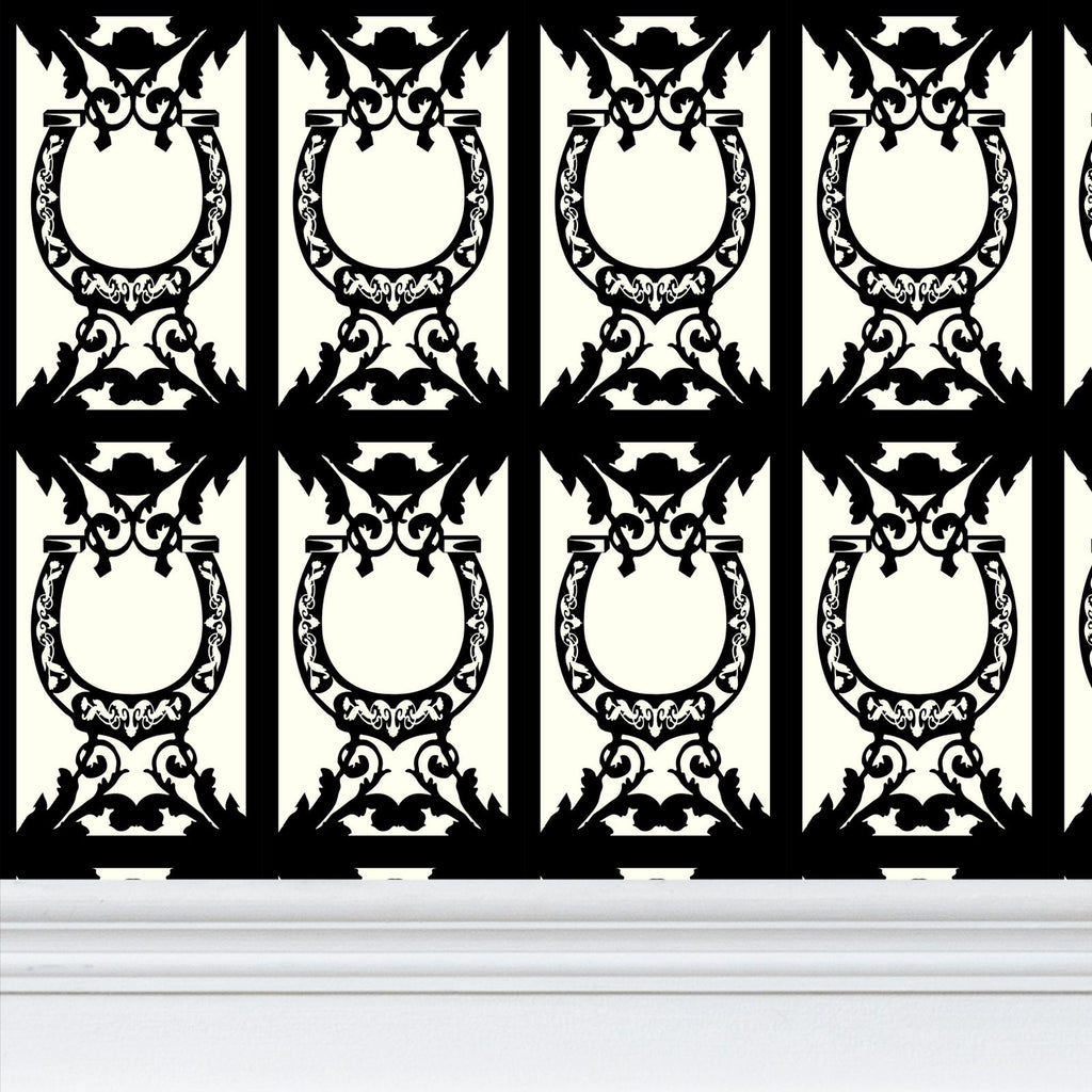 Ivory Elegant Horse Shoe Wallpaper