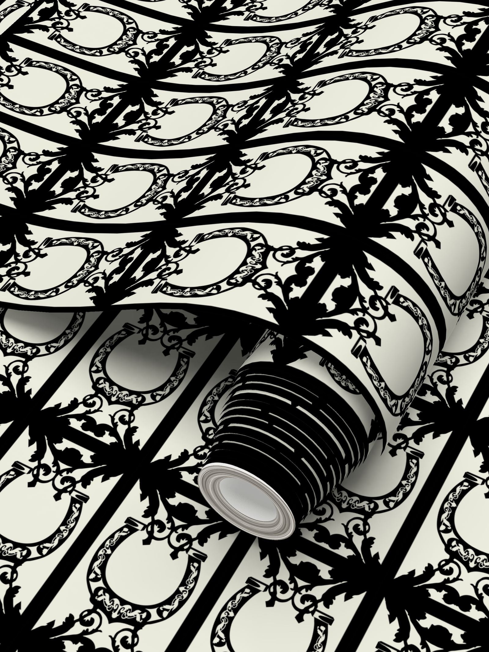 Ivory Elegant Horse Shoe Wallpaper