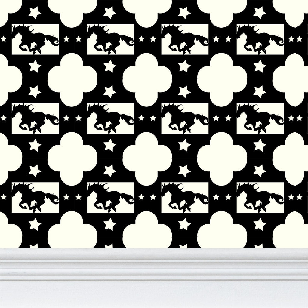 Ivory Running Horse Western Wallpaper