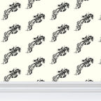 Ivory Jumping Horse Motif Wallpaper