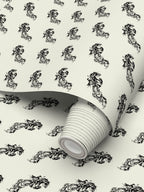 Ivory Jumping Horse Motif Wallpaper