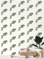 Ivory Jumping Horse Motif Wallpaper