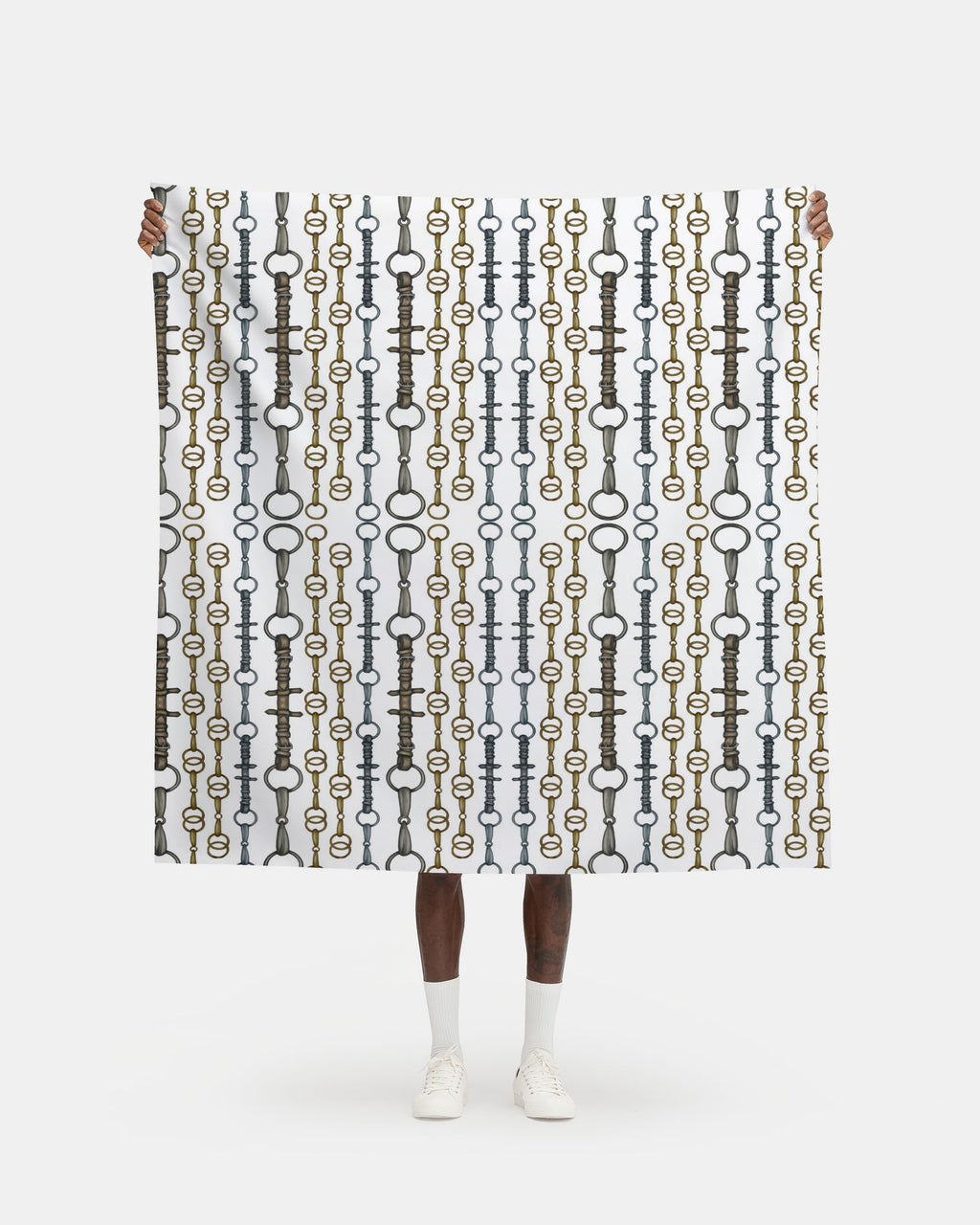 White Linear Bit Pattern Fabric