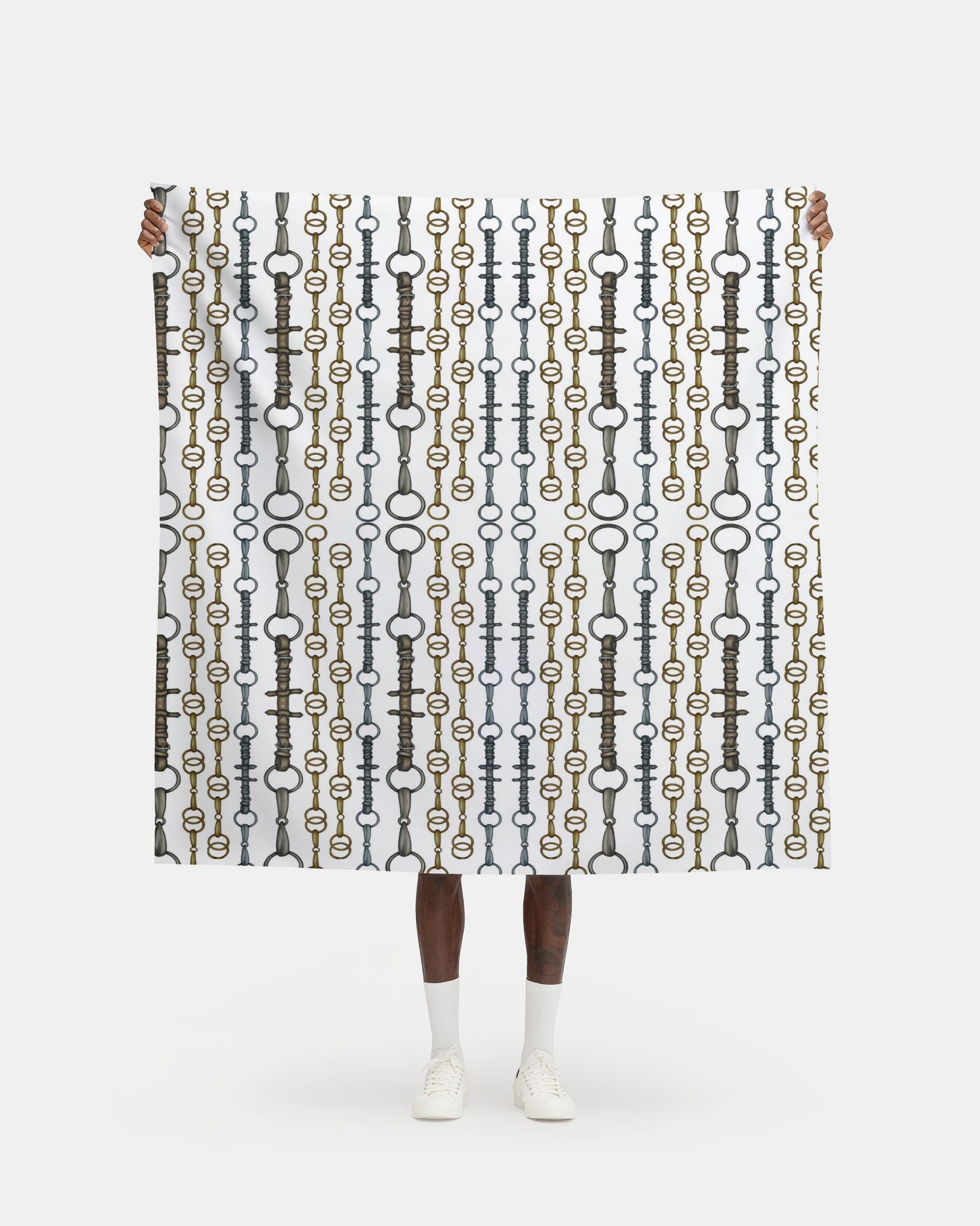 White Linear Bit Pattern Fabric