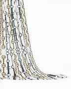 White Linear Bit Pattern Fabric