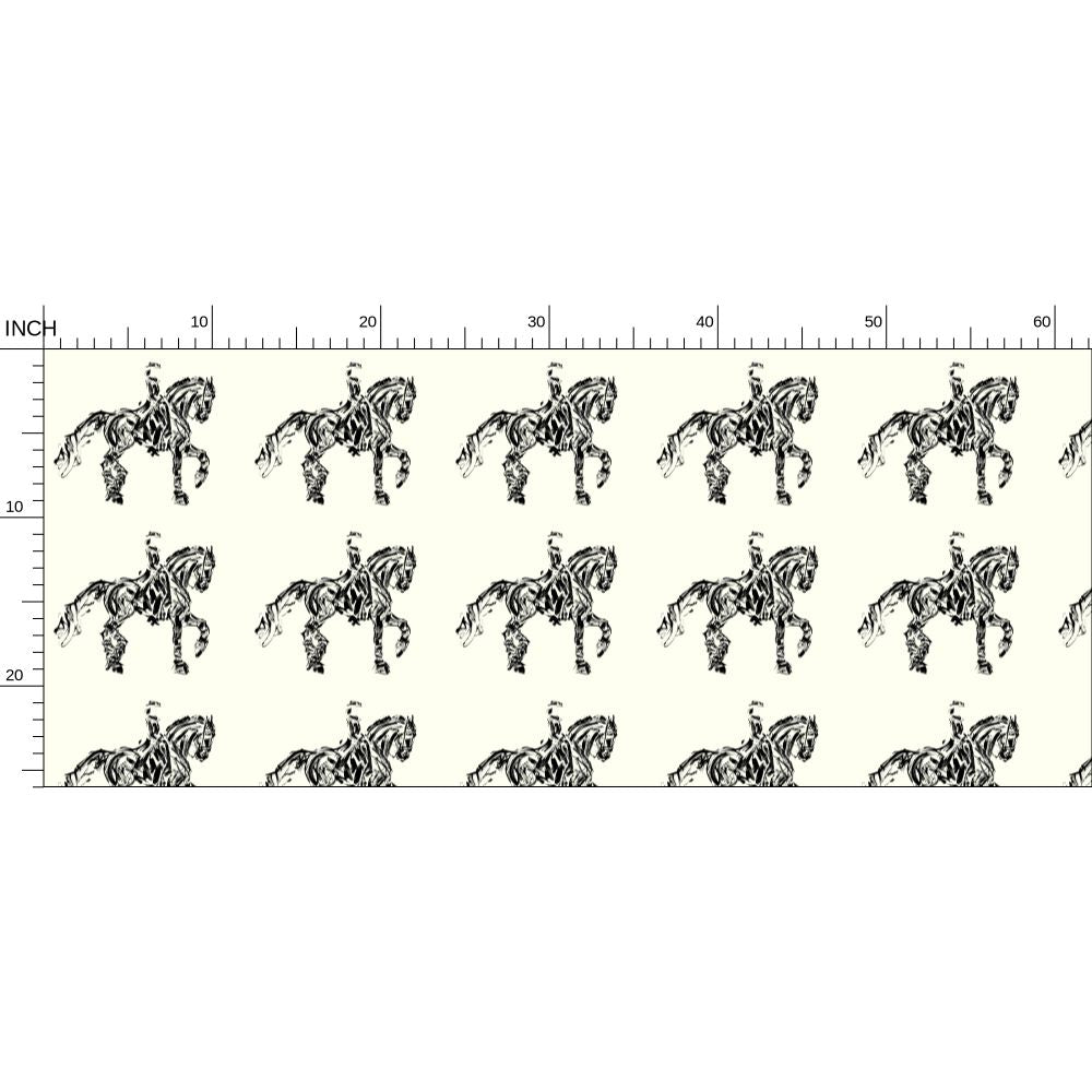 Ivory Dressage Horse motif Fabric