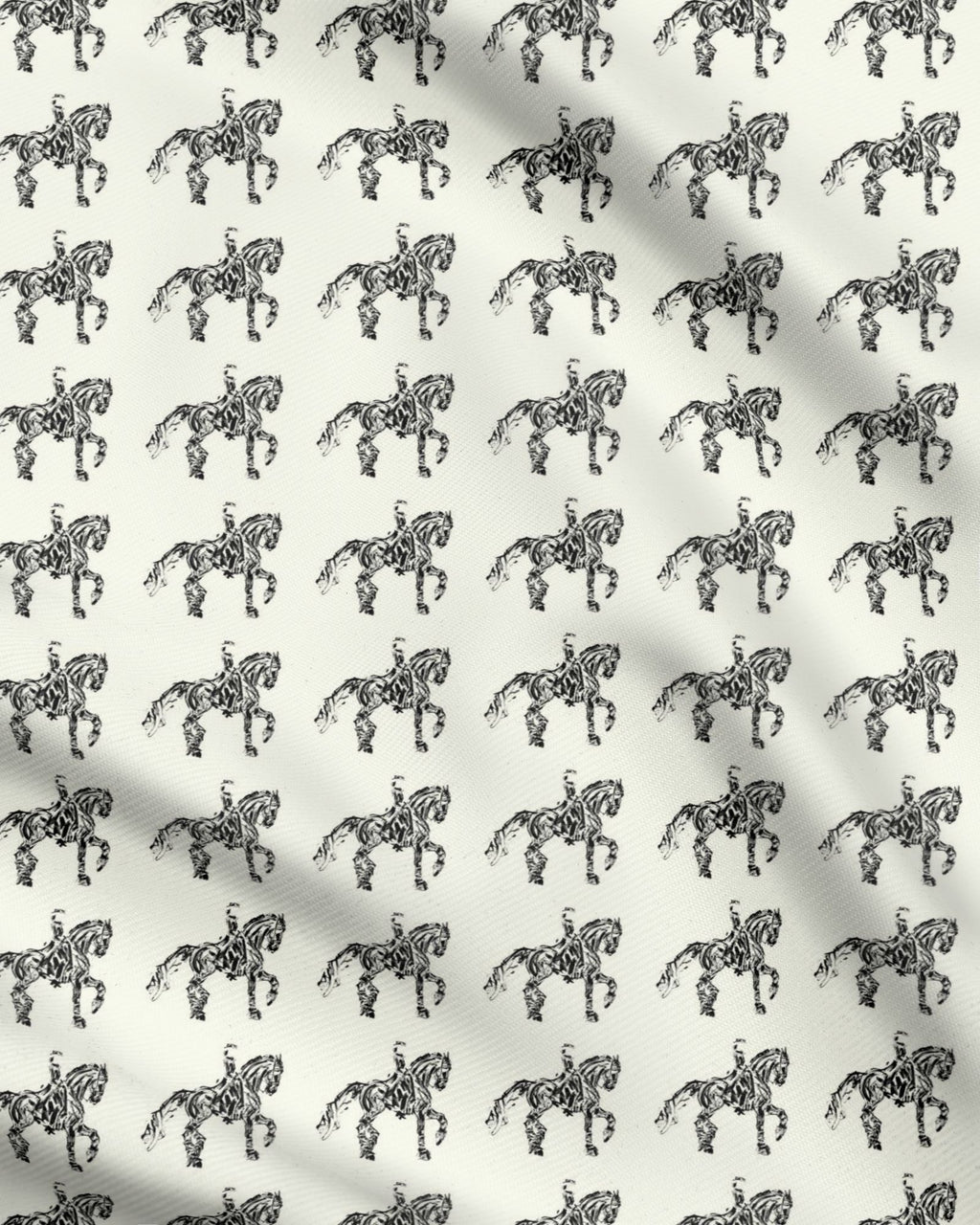 Ivory Dressage Horse motif Fabric