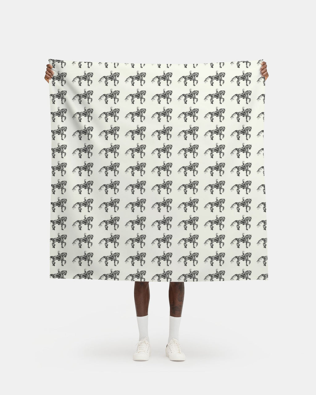 Ivory Dressage Horse motif Fabric