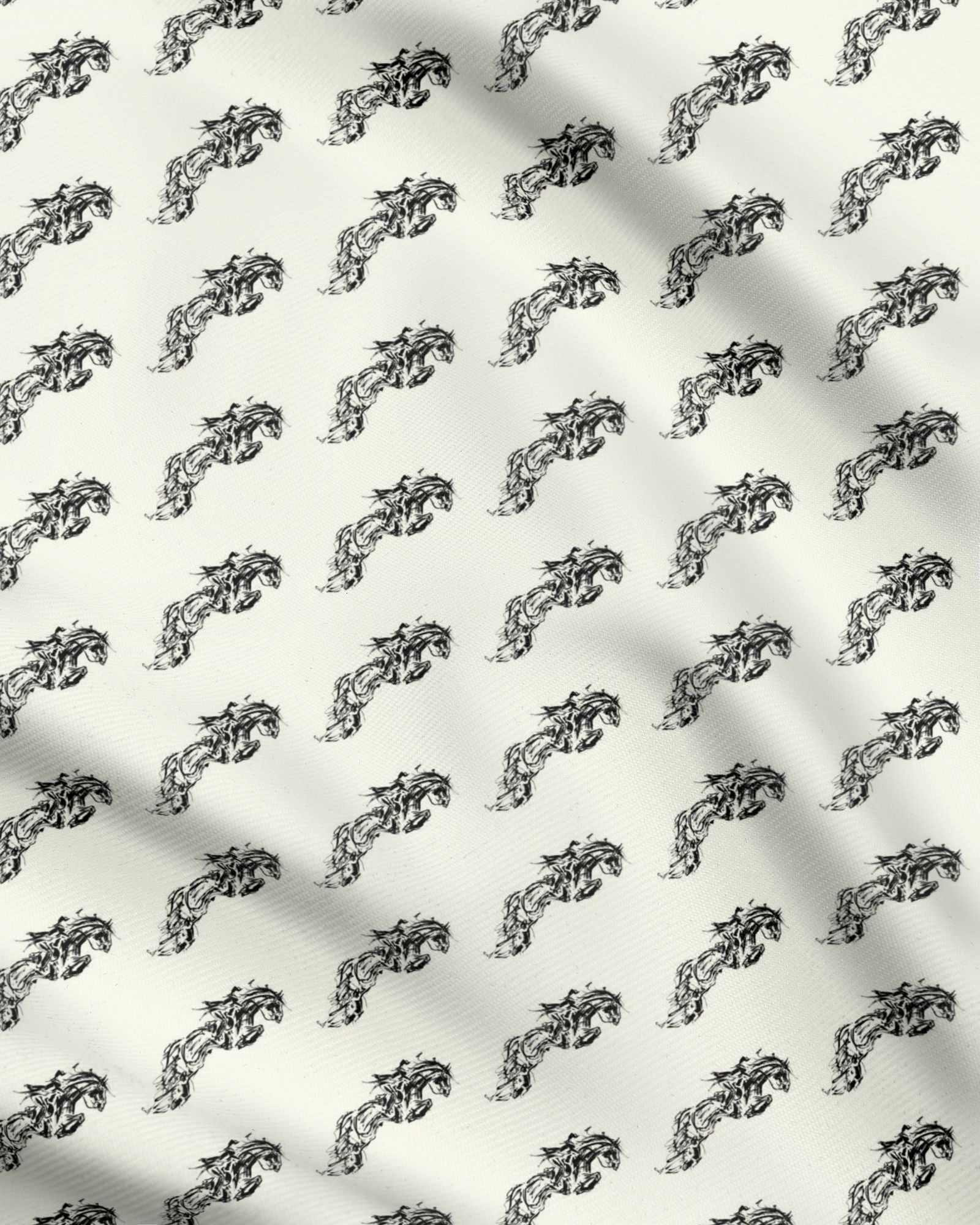 Ivory Jumping Horse Motif Fabric Secondary image